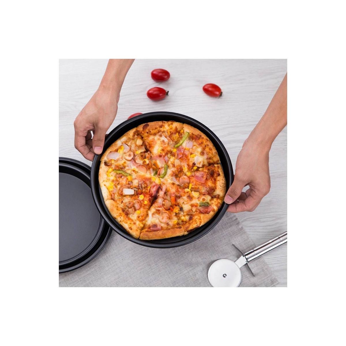 GENERICO - Molde Bandeja para Hornear Pizza Pasteles Antiadherente x1und