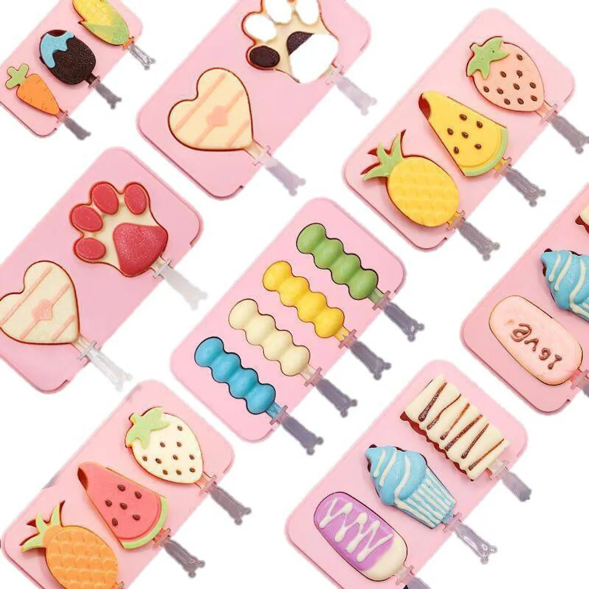 GENERICO - Set de 3 - Moldes se Silicona para Helados Figuras