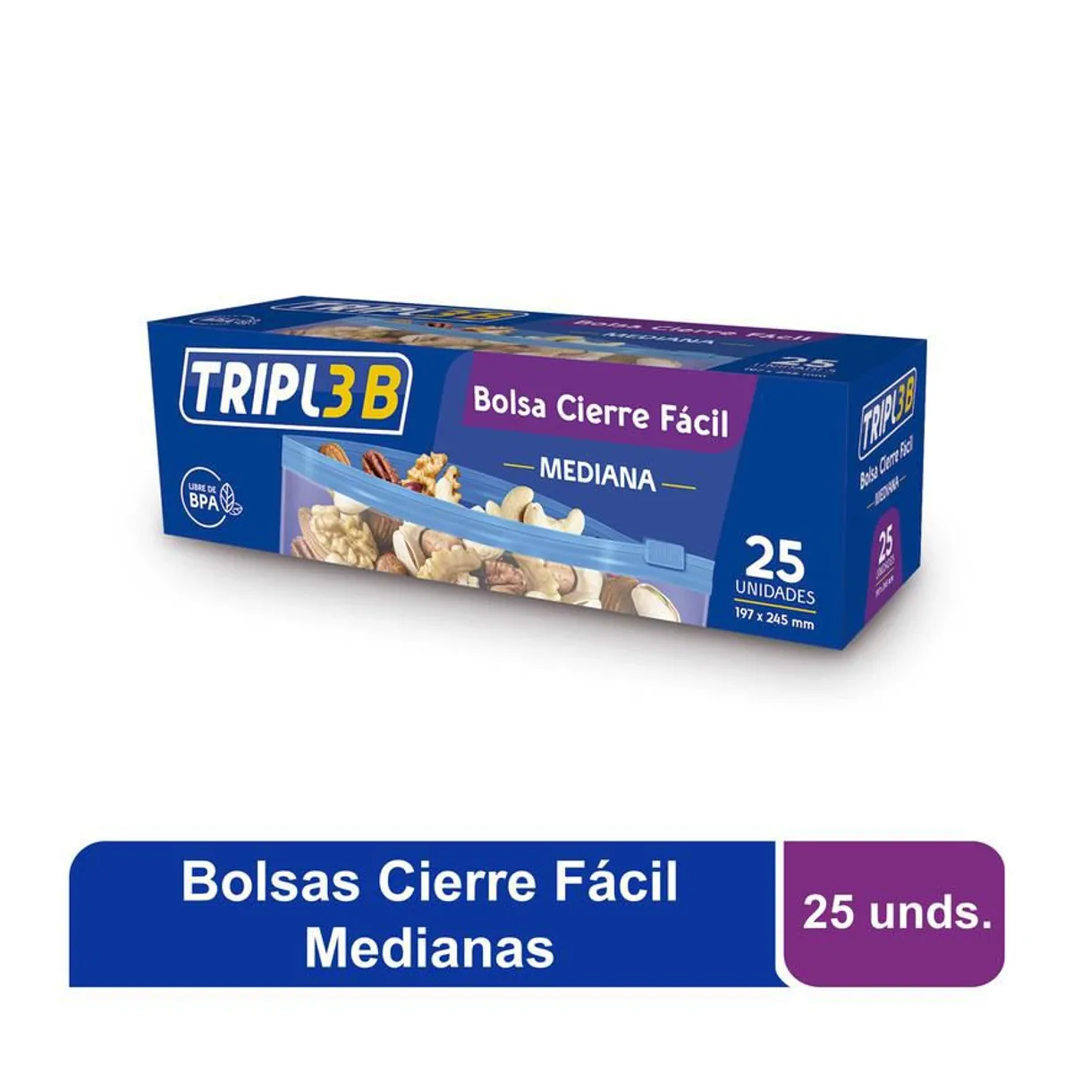 GENERICO - Bolsa Cierre Fácil Triple B Mediana X 25 Unidades