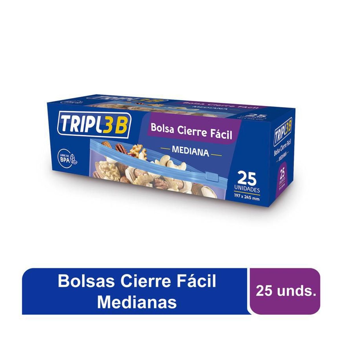 GENERICO - Bolsa Cierre Fácil Triple B Mediana X 25 Unidades