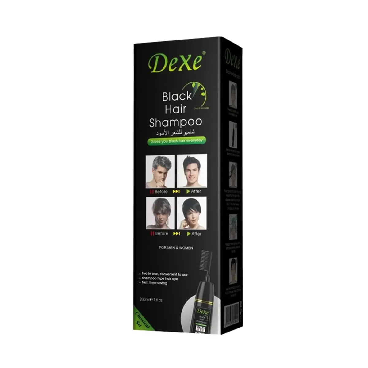 DEXE - Shampoo Cubre Canas Dexe Negro con Peine 200ml