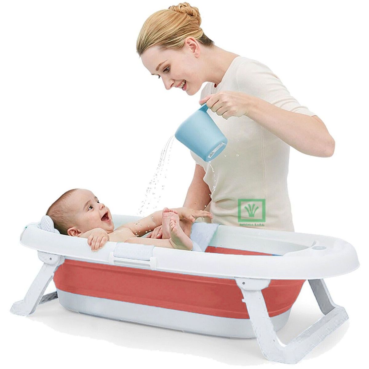 GENERICO - Bañera Tina de Baño Plegable Corona Rosado