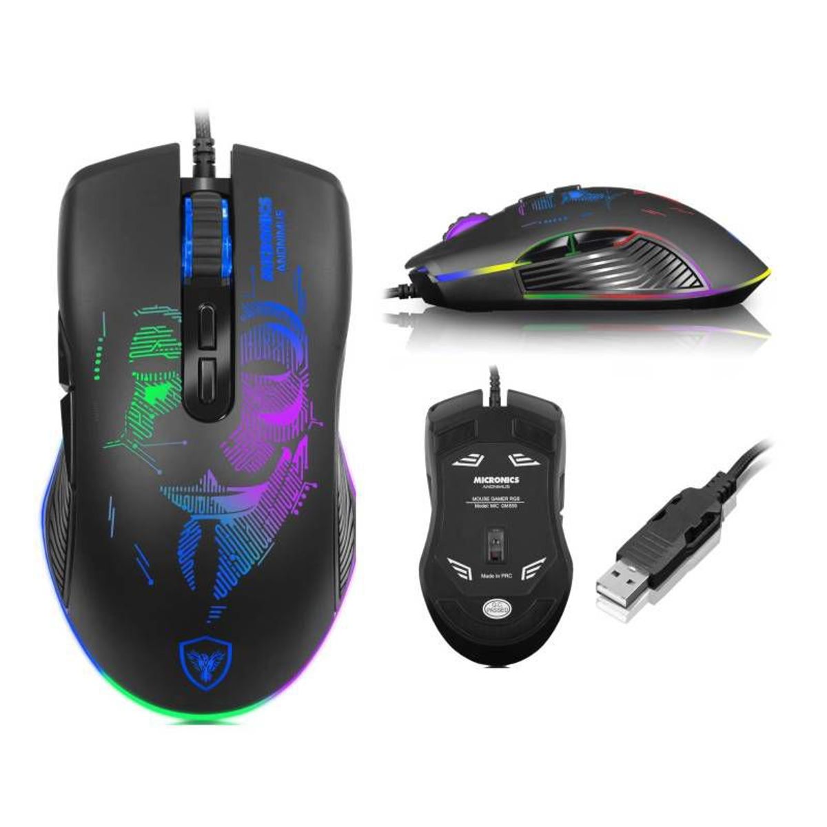 MICRONICS - Mouse Gamer Anonimus MIC GM859 USB RGB 7B