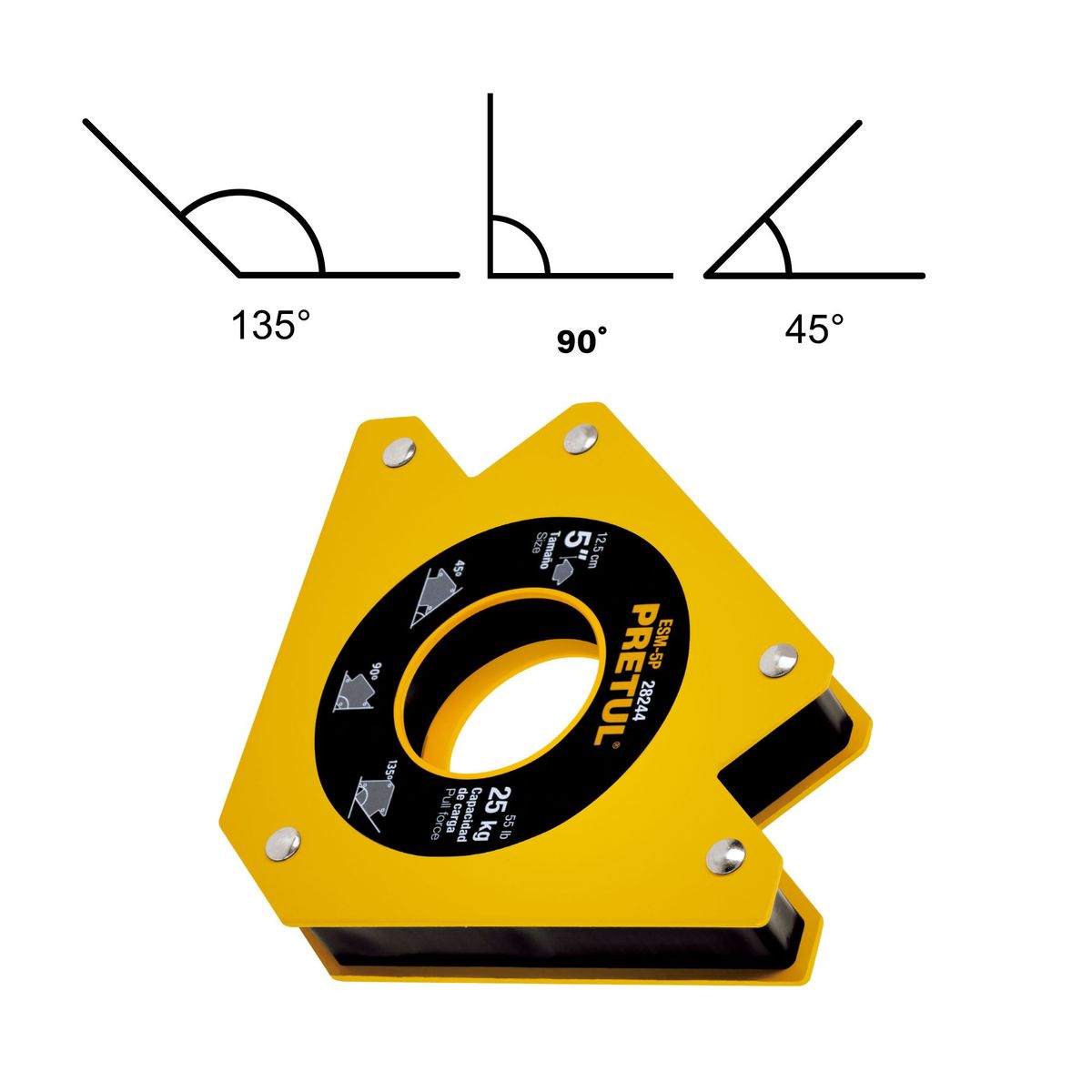 PRETUL - Escuadra magnética 5' para soldar, capacidad 24 kg, Pretul