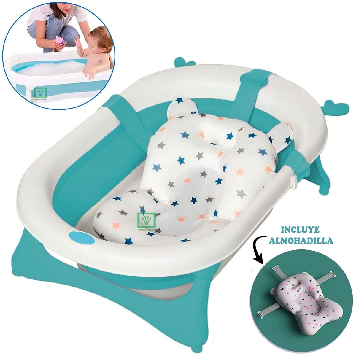 GENERICO - Bañera Tina de Baño Plegable Venadito Mas Cojin