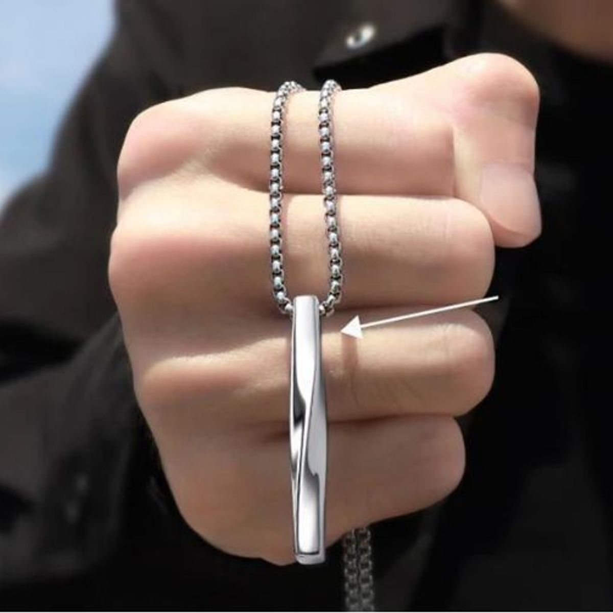 GENERICO - Cadena collar con dije plateado Hombres