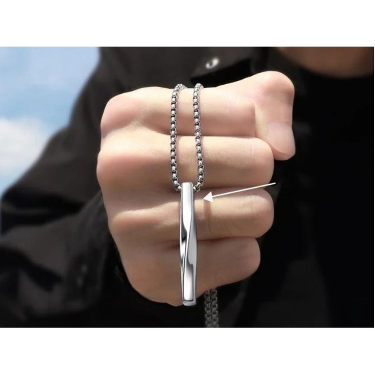 GENERICO - Cadena collar con dije plateado Hombres