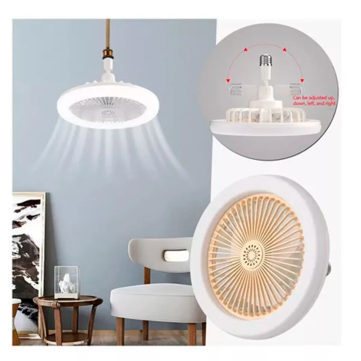 SEISA - Foco Ventilador de Techo Giratorio Ajustable 30W Control y Fragancia