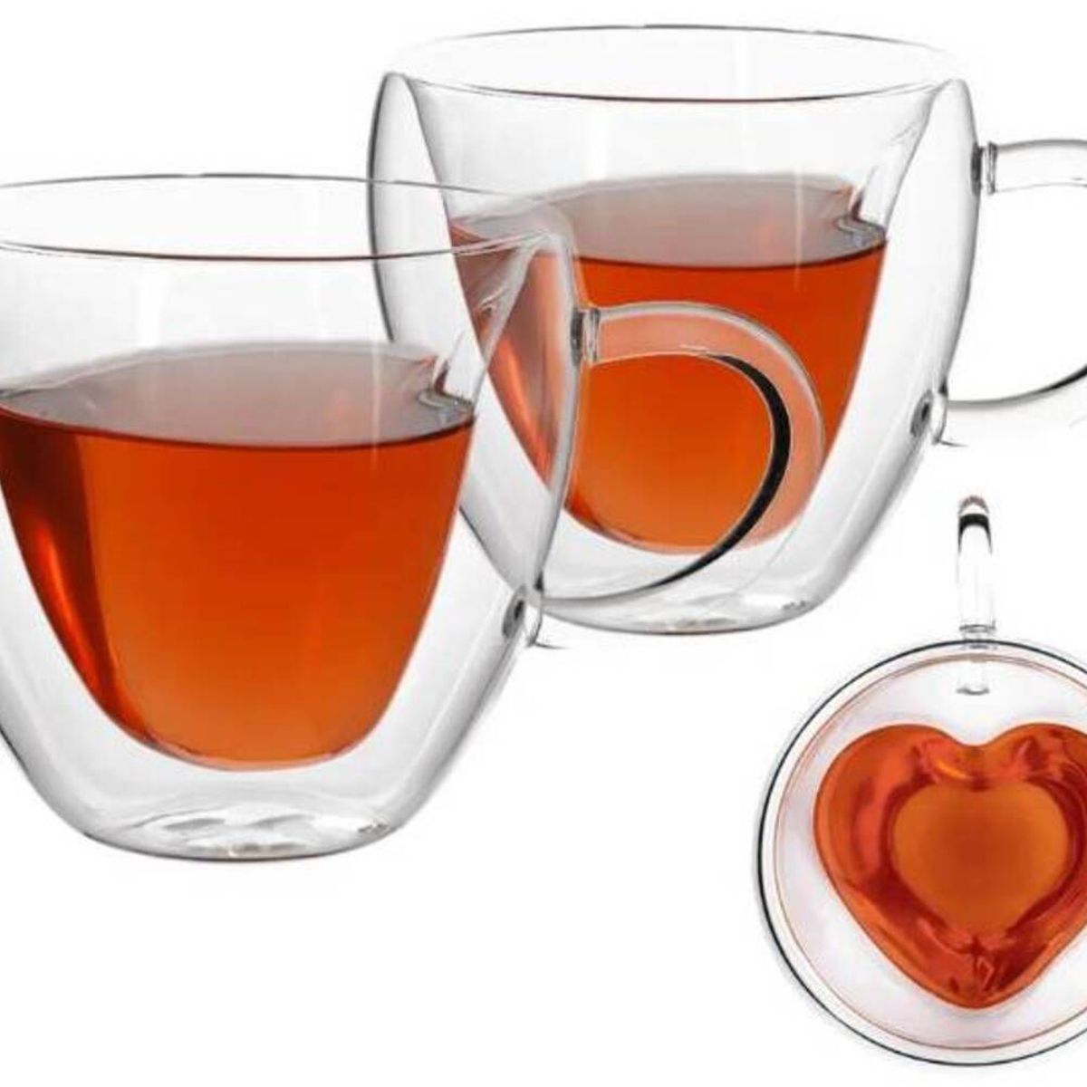 IMPORTADO MC - Set x2 Taza Doble Pared 250ml Modelo Corazón