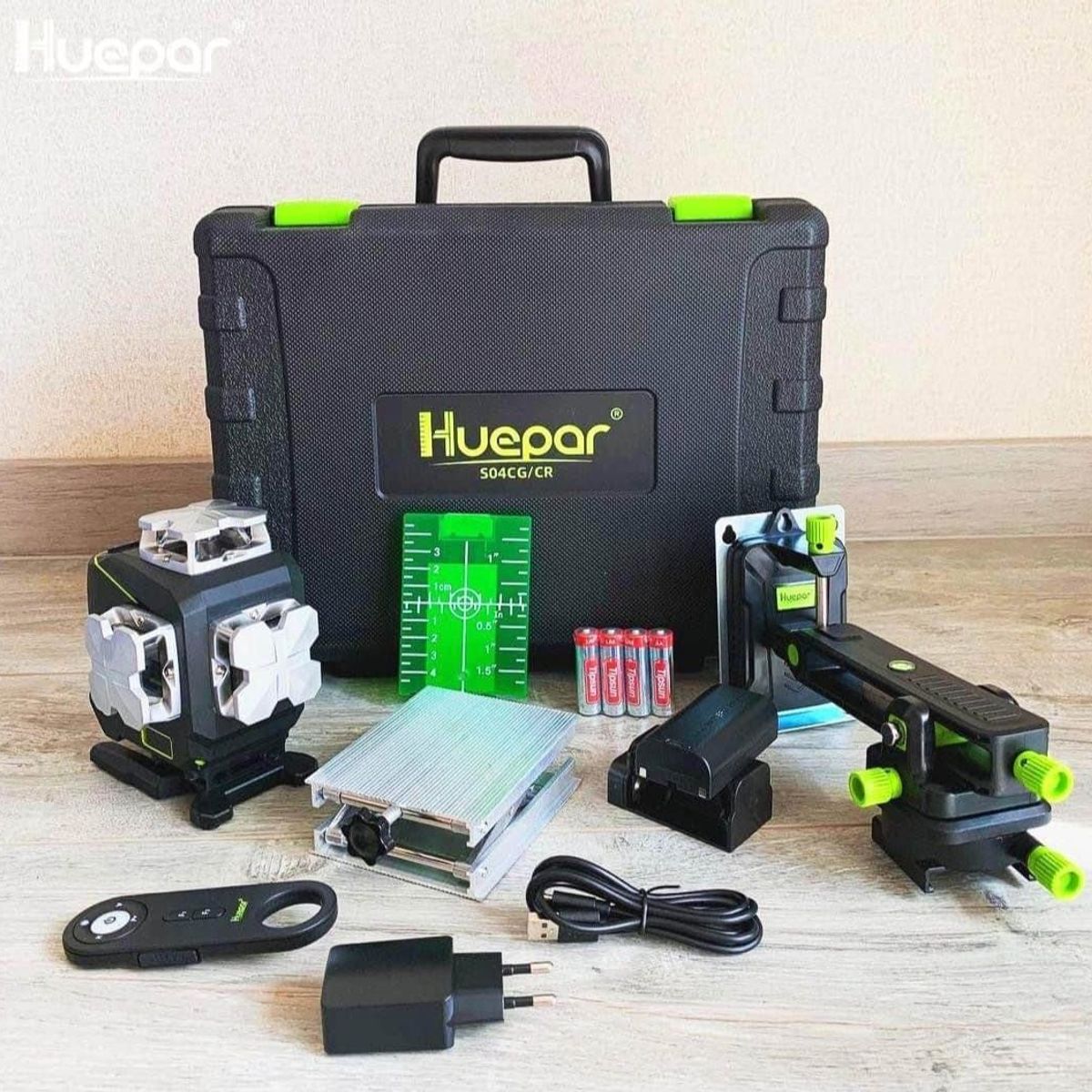 HUEPAR - Nivel láser verde Huepar S04CG 16 LINEAS bluetooth(Pantalla LCD)