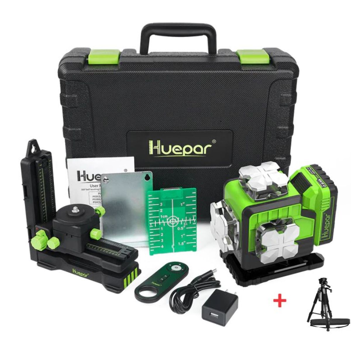 HUEPAR - Nivel láser verde Huepar P04CG 16 LINEAS(12V) +Trípode Huepar TPD14