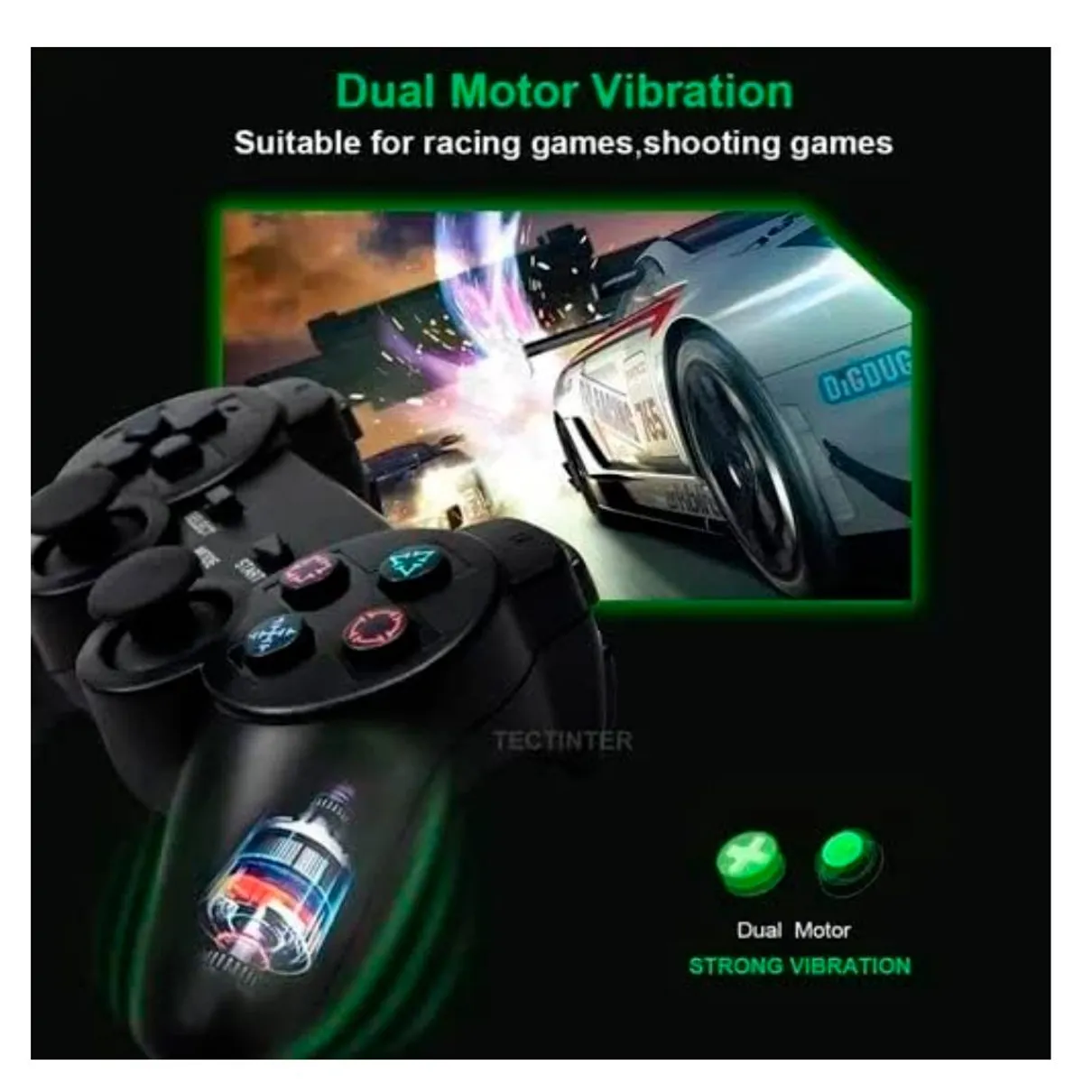 SEISA - Mando Joystick Inalambrico para Computadora PC Laptop  2 en 1 con Vibrador Gamepad 2.4g