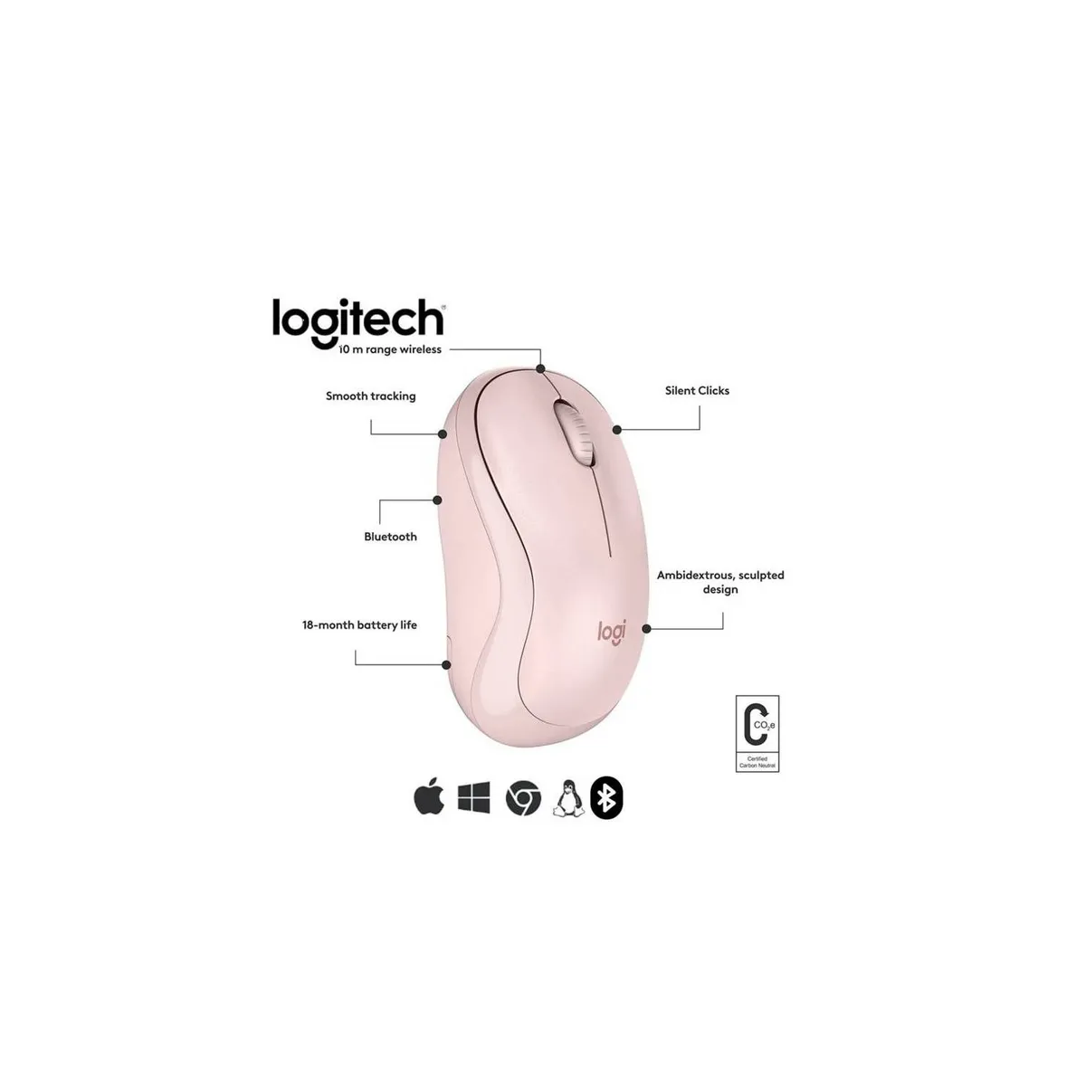 LOGITECH - MOUSE LOGITECH M240 SILENT WIRELESS BT ROSE