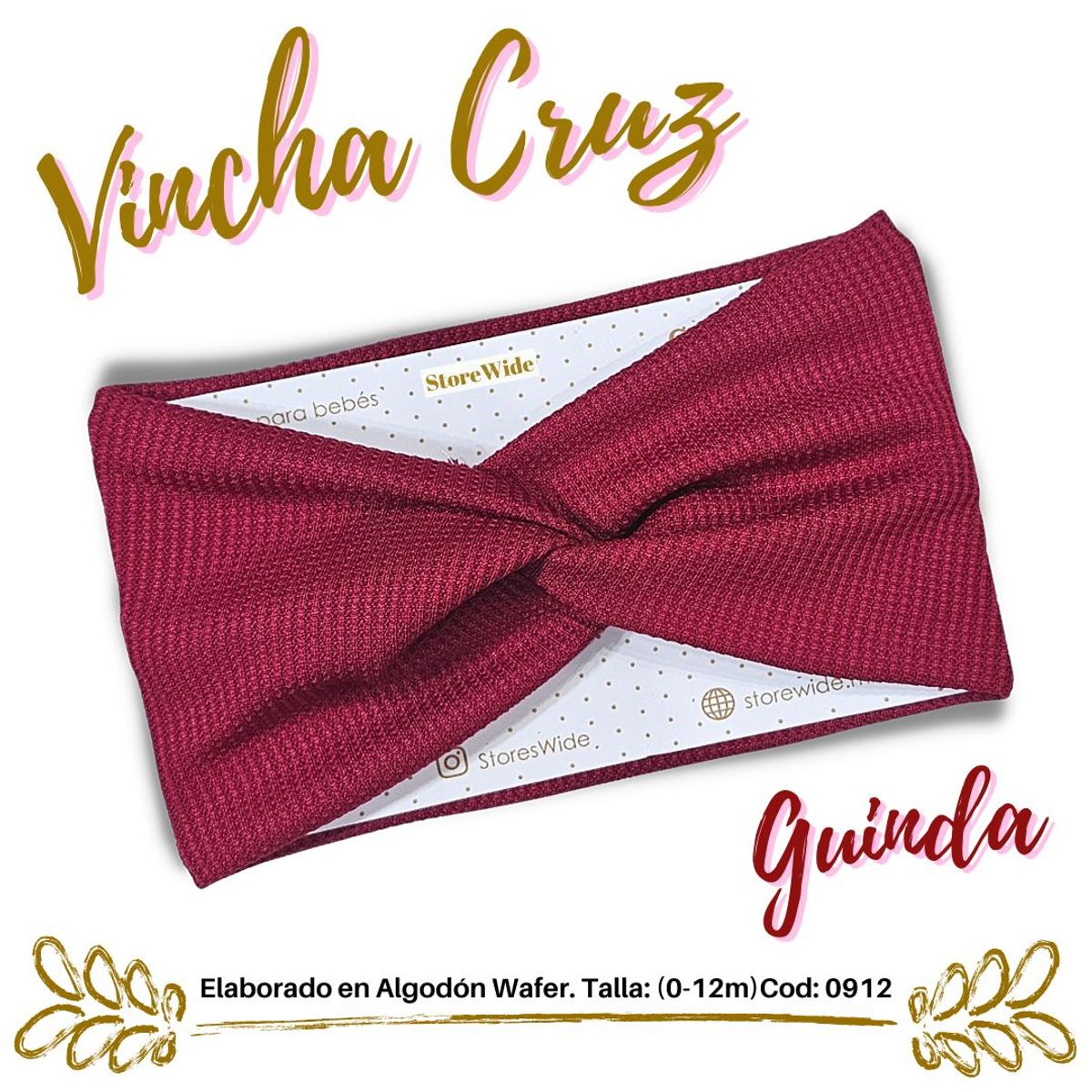 GENERICO - Vinchas para bebes en algodon wafer modelo  Cruz