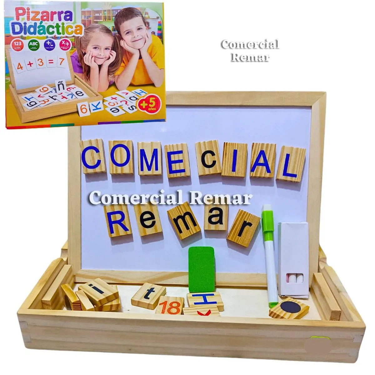 GENERICO - Pizarra Magnética Didáctica 2 en 1 con Fichas y Accesorios