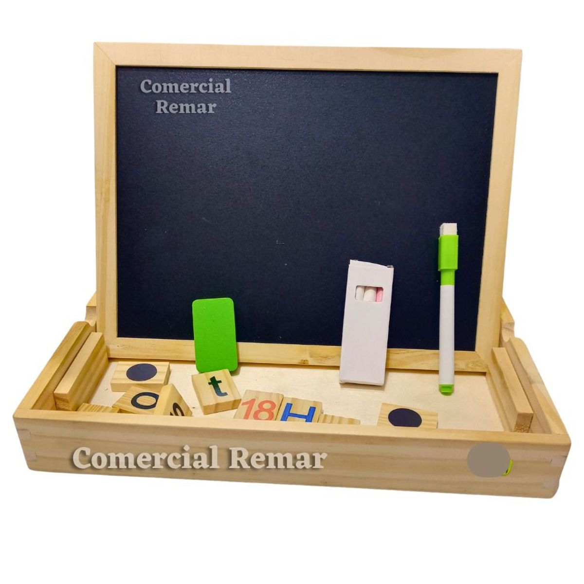 GENERICO - Pizarra Magnética Didáctica 2 en 1 con Fichas y Accesorios