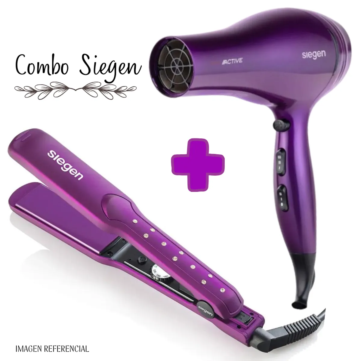 SIEGEN - Plancha Alisadora Siegen SG3540 + Secadora de Cabello Siegen SG3031