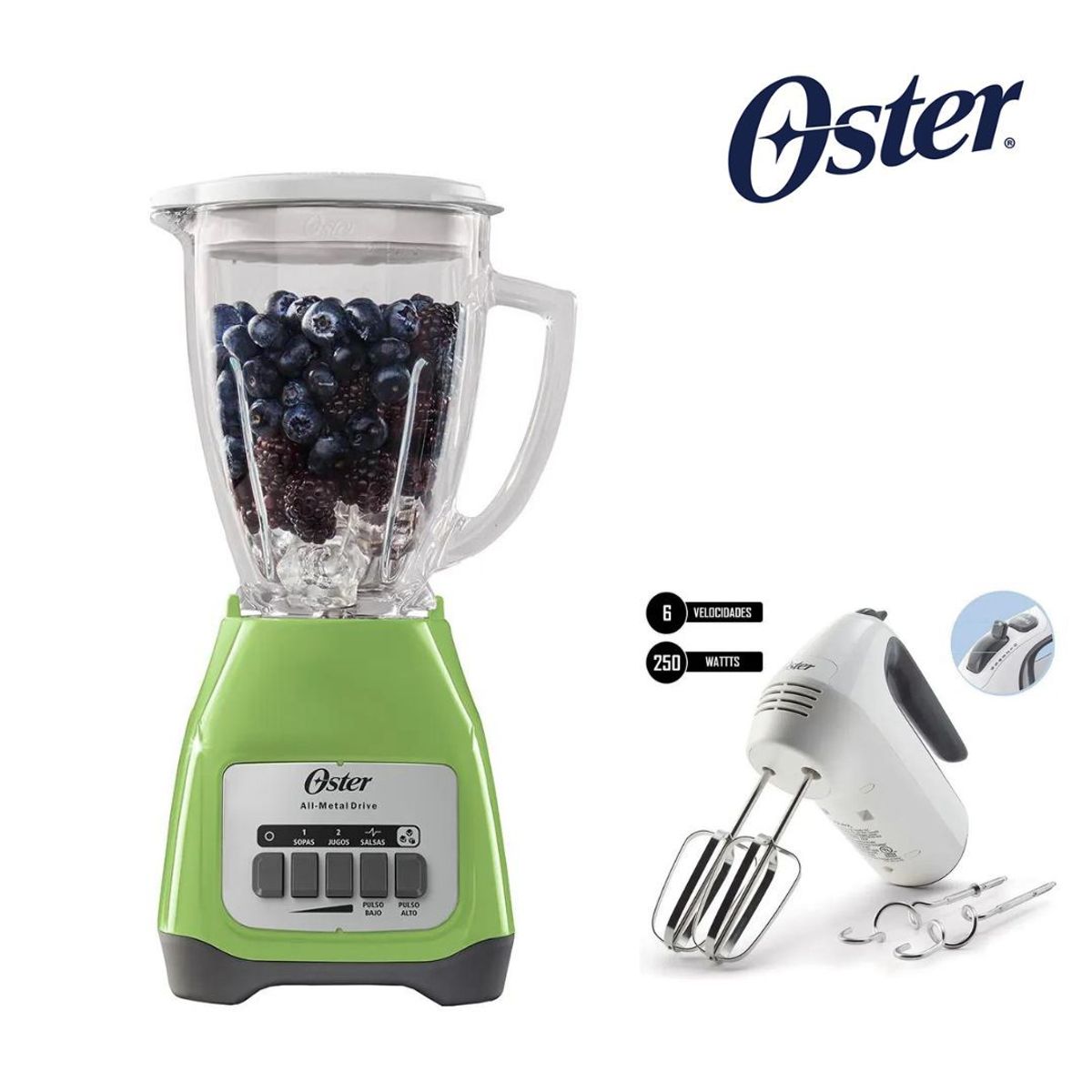 OSTER - COMBO OSTER Licuadora BLSTKAGKPB + Batidora 6 Vel 250W FPSTHM3532