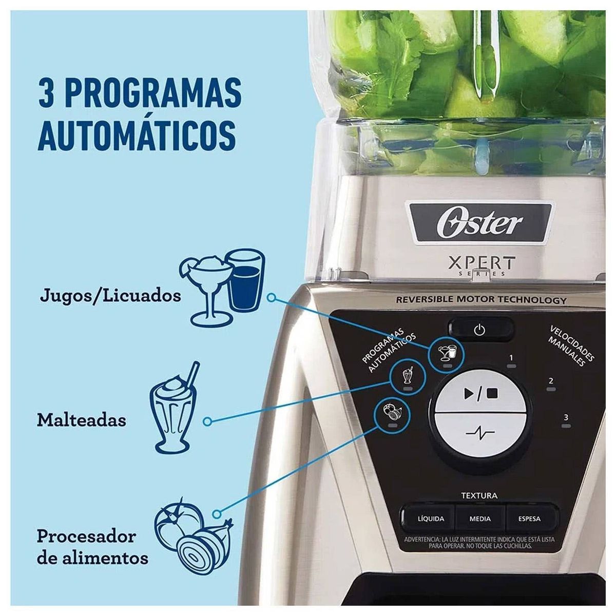 OSTER - Licuadora Oster Xpert Series con control de textura y vaso Blend BLST3BCPG