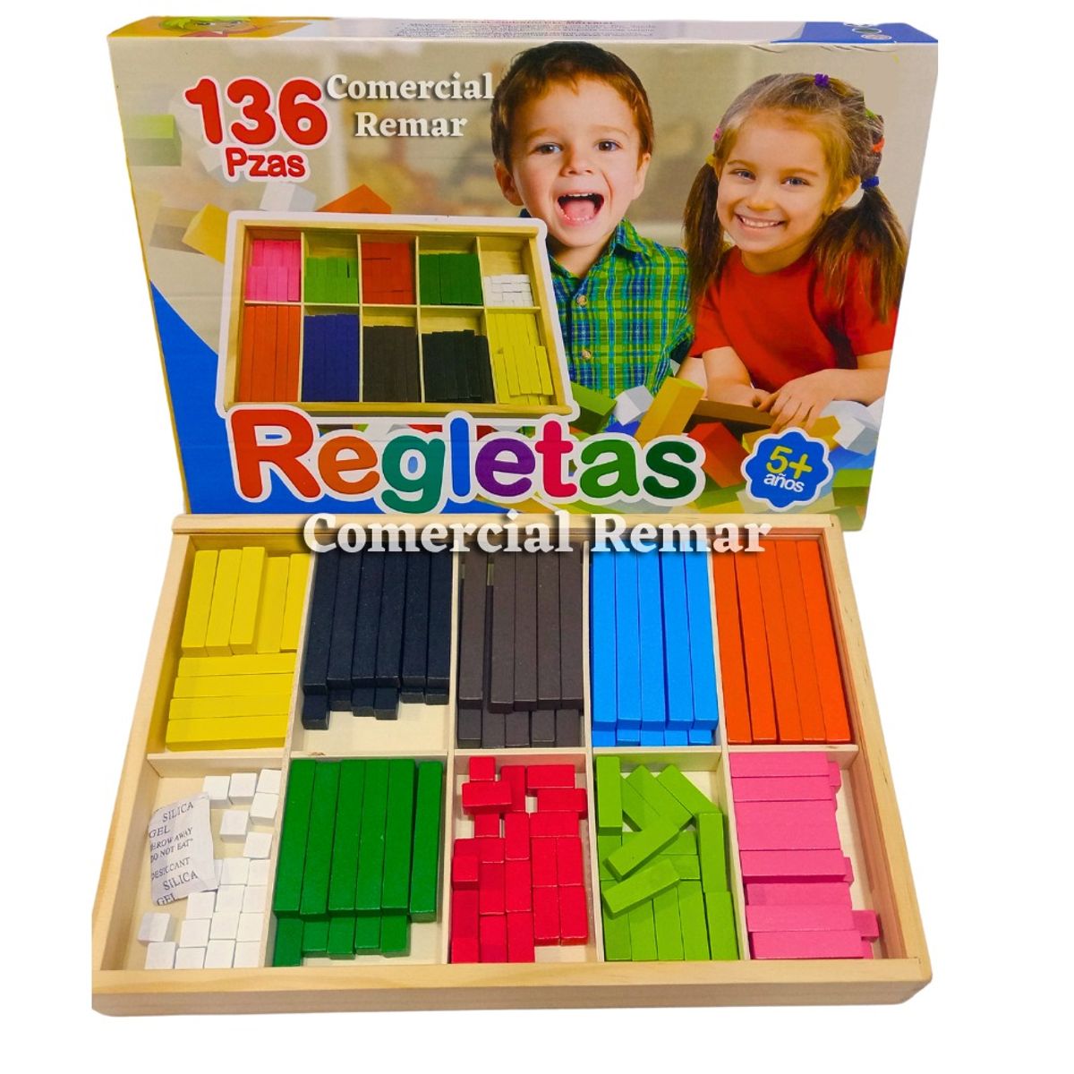 GENERICO - Juego Didáctico Regletas de Madera 136 Piezas Matemáticas
