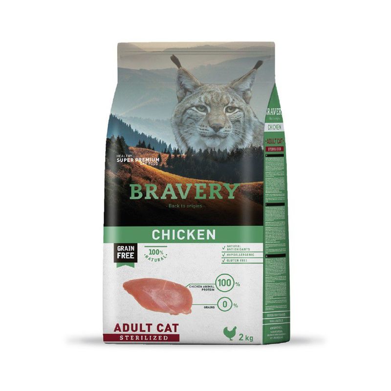 BRAVERY - Bravery Pollo Gatos Esterilizados Adultos 2 Kg