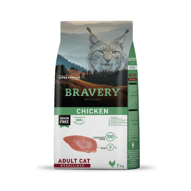 BRAVERY - Bravery Pollo Gatos Esterilizados Adultos 7 Kg