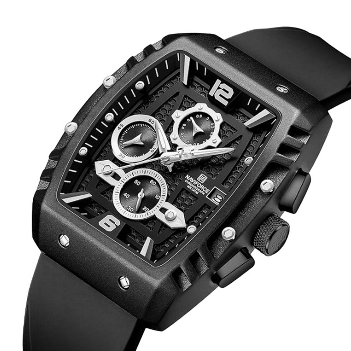 NAVIFORCE - Reloj Naviforce 8025 Correa de Silicona Negro NAV-124