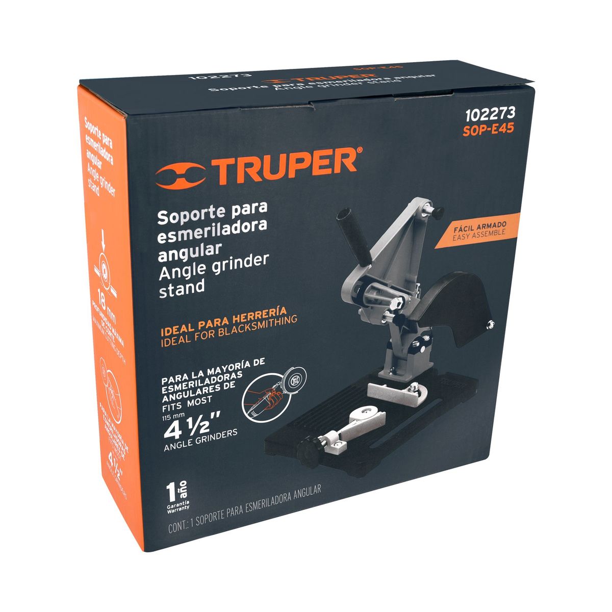 TRUPER - Soporte para esmeriladora angular de 4 1/2", Truper