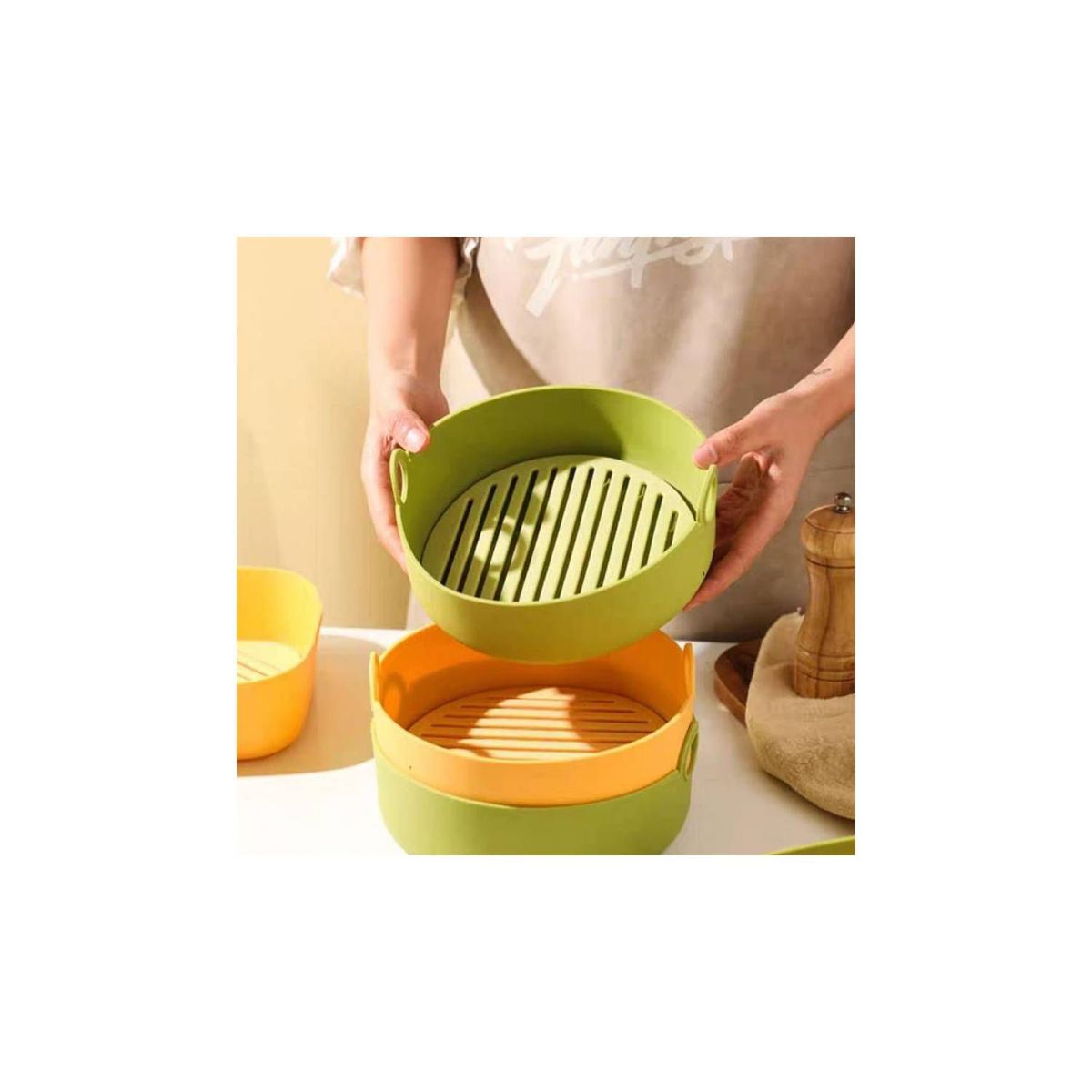 GENERICO - Bandeja de silicona redonda reutilizable para alimentos