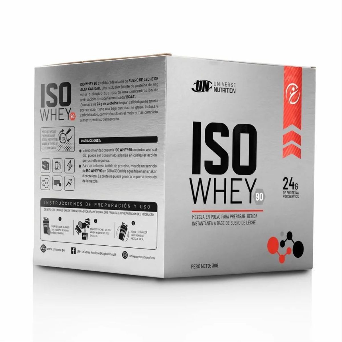 Universe Nutrition - ISO WHEY 90 CHOCOLATE Caja 10 Sachets proteína isolatada