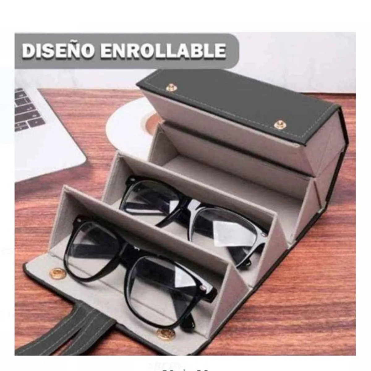 GENERICO - Porta Lentes Plegable  de 6 Compartimientos  NEGRO A1