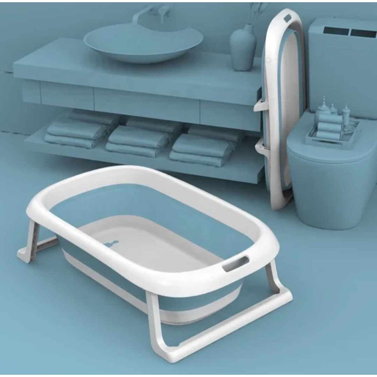 GENERICO - Tina de Bebe Bañera Plegable con Termometro Portatil