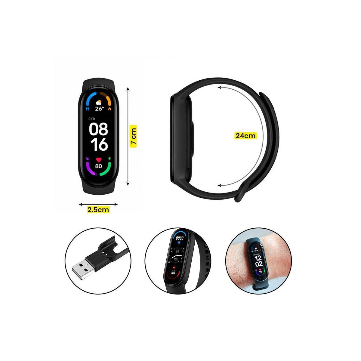 GENERICO - SmartBand Fit M6 - Color Negro