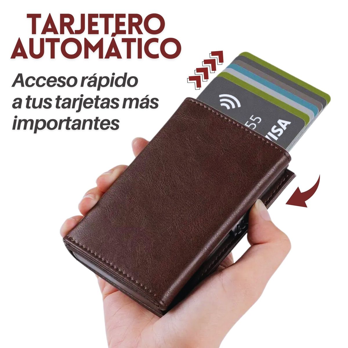 GENERICO - Billetera con tarjetero metálico RFID de Cuero - Kashita Perú