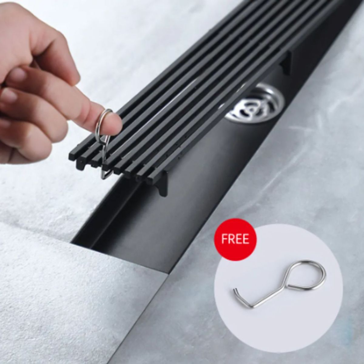 GREEN HOUSE - SUMIDERO DE ACERO SUS 304 RECTANGULAR 8 x 60 CM NEGRO