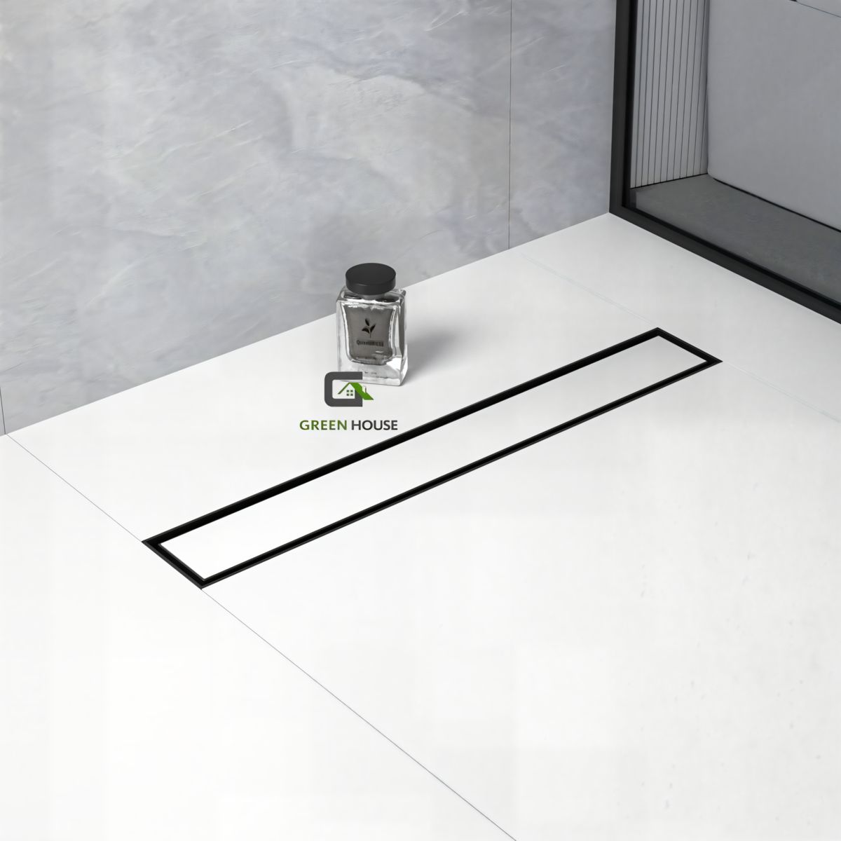 GREEN HOUSE - SUMIDERO REVERSIBLE  ACERO SUS 304 ALTO TRANSITO  8 x 30 CM NEGRO