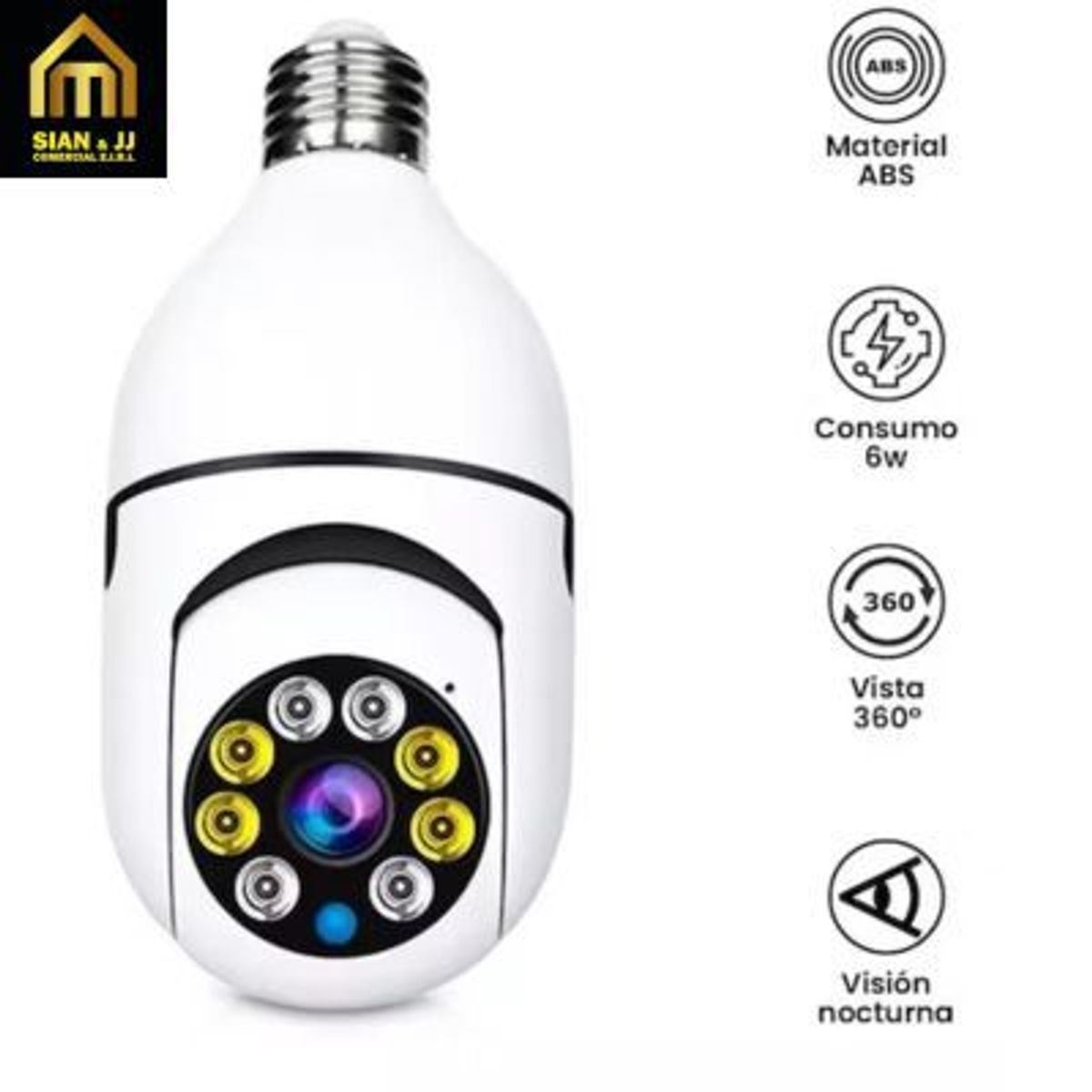 GENERICO - CAMÁRA DE SEGURIDAD CON FORMA DE FOCO INTELIGENTE CON VISIÓN NOCTURNA