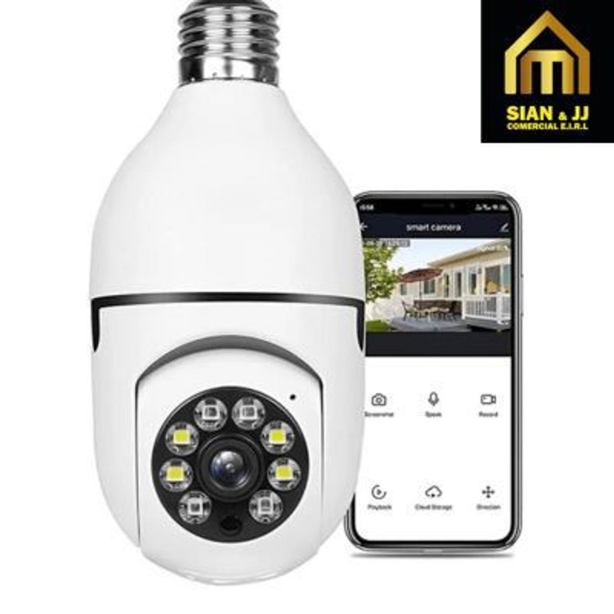 GENERICO - CAMÁRA DE SEGURIDAD CON FORMA DE FOCO INTELIGENTE CON VISIÓN NOCTURNA