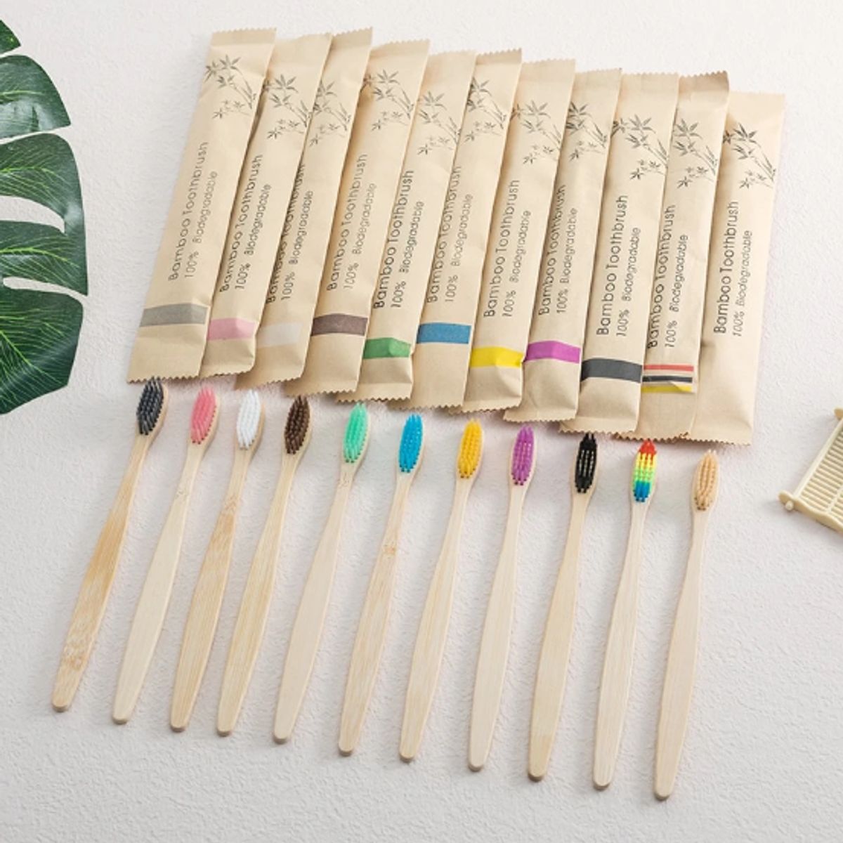 GENERICO - Cepillo de Dientes de Bambú x 5 unidades.