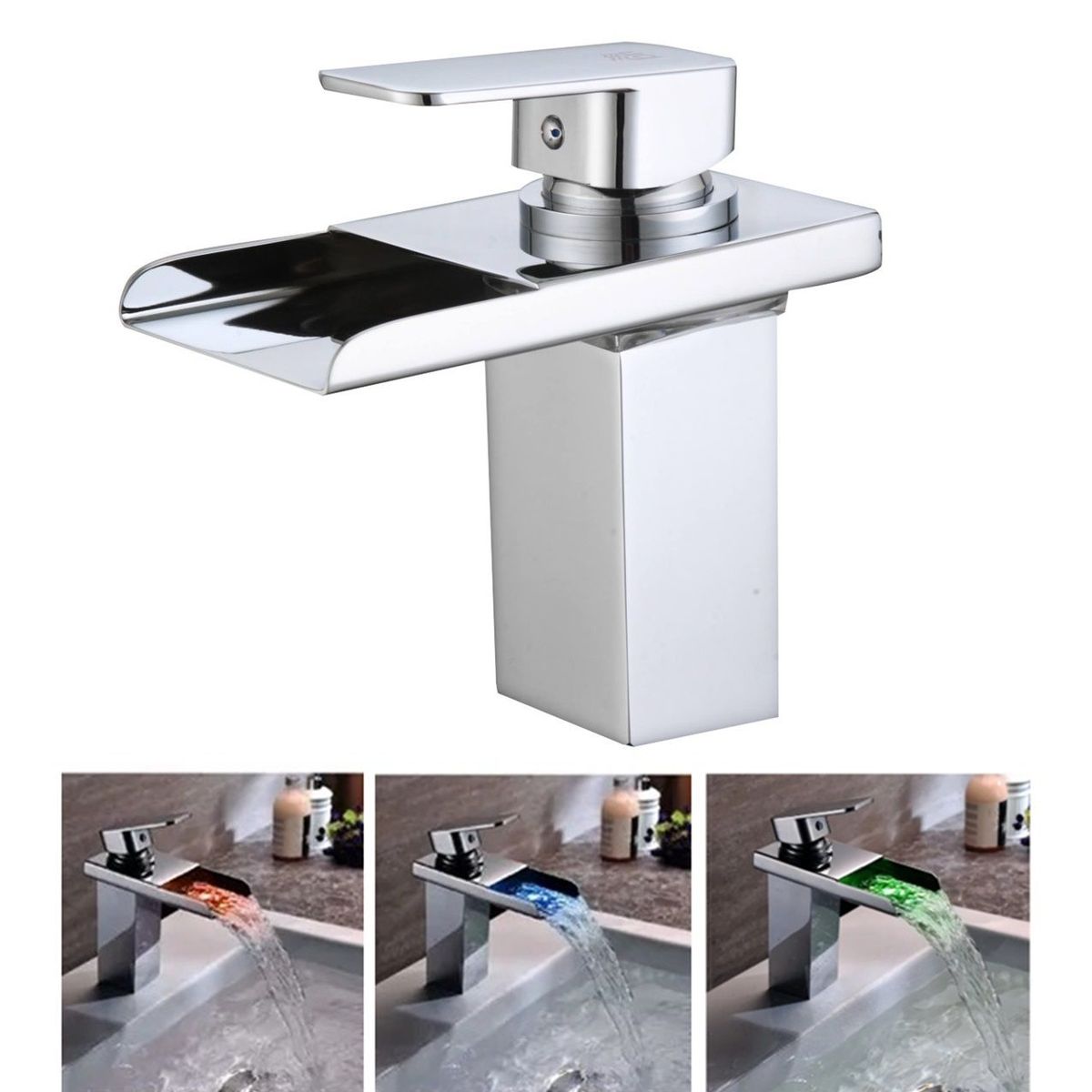 GENERICO - Griferia de Baño LED segun temperatura Lavabo Mezclador Monomando