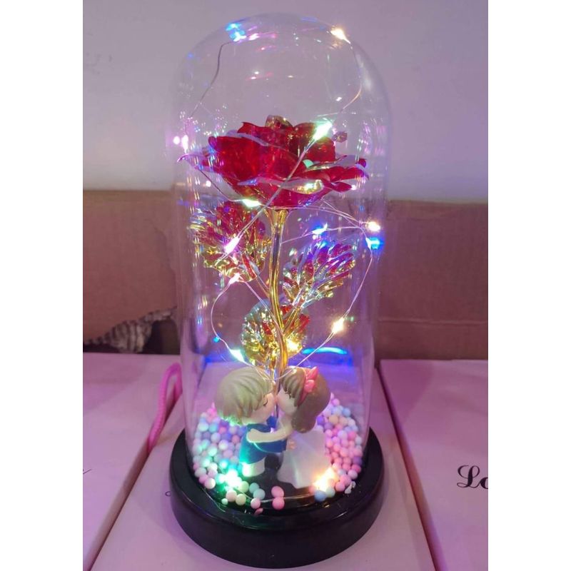 GENERICO - Rosa Eterna Luz Led Flor Eterna Artificial Cupula