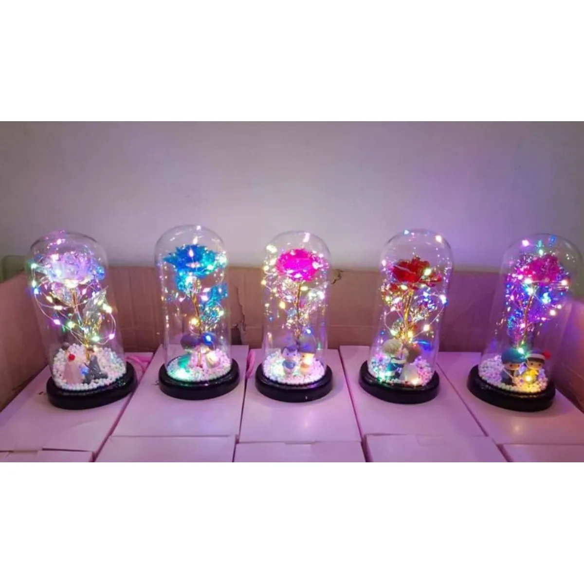 GENERICO - Rosa Eterna Luz Led Flor Eterna Artificial Cupula