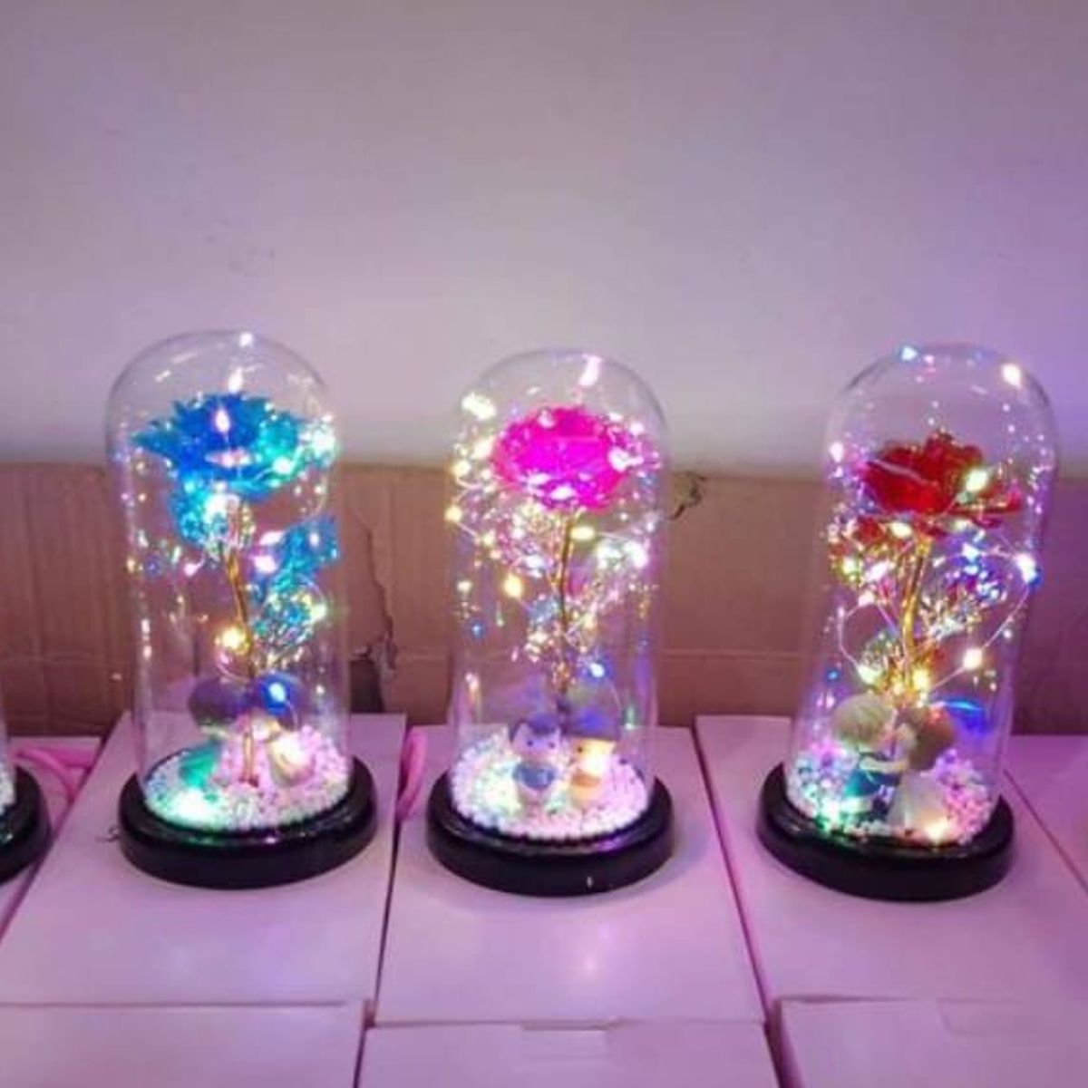 GENERICO - Rosa Eterna Luz Led Flor Eterna Artificial Cupula