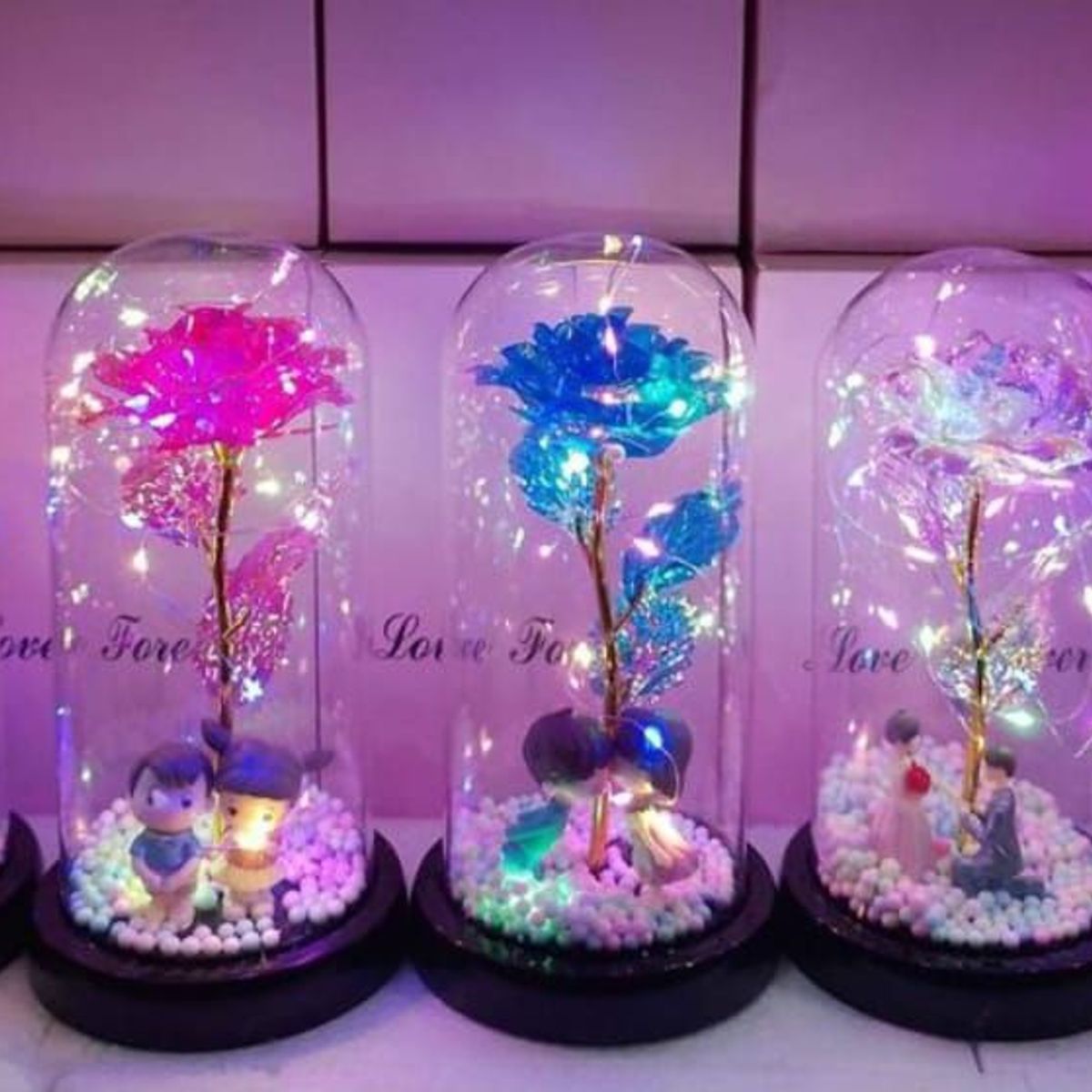 GENERICO - Rosa Eterna Luz Led Flor Eterna Artificial Cupula