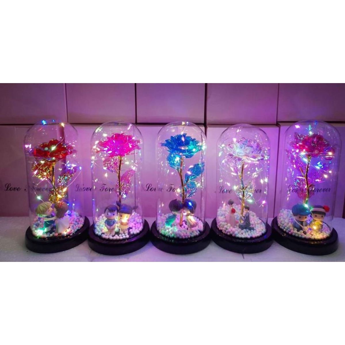 GENERICO - Rosa Eterna Luz Led Flor Eterna Artificial Cupula