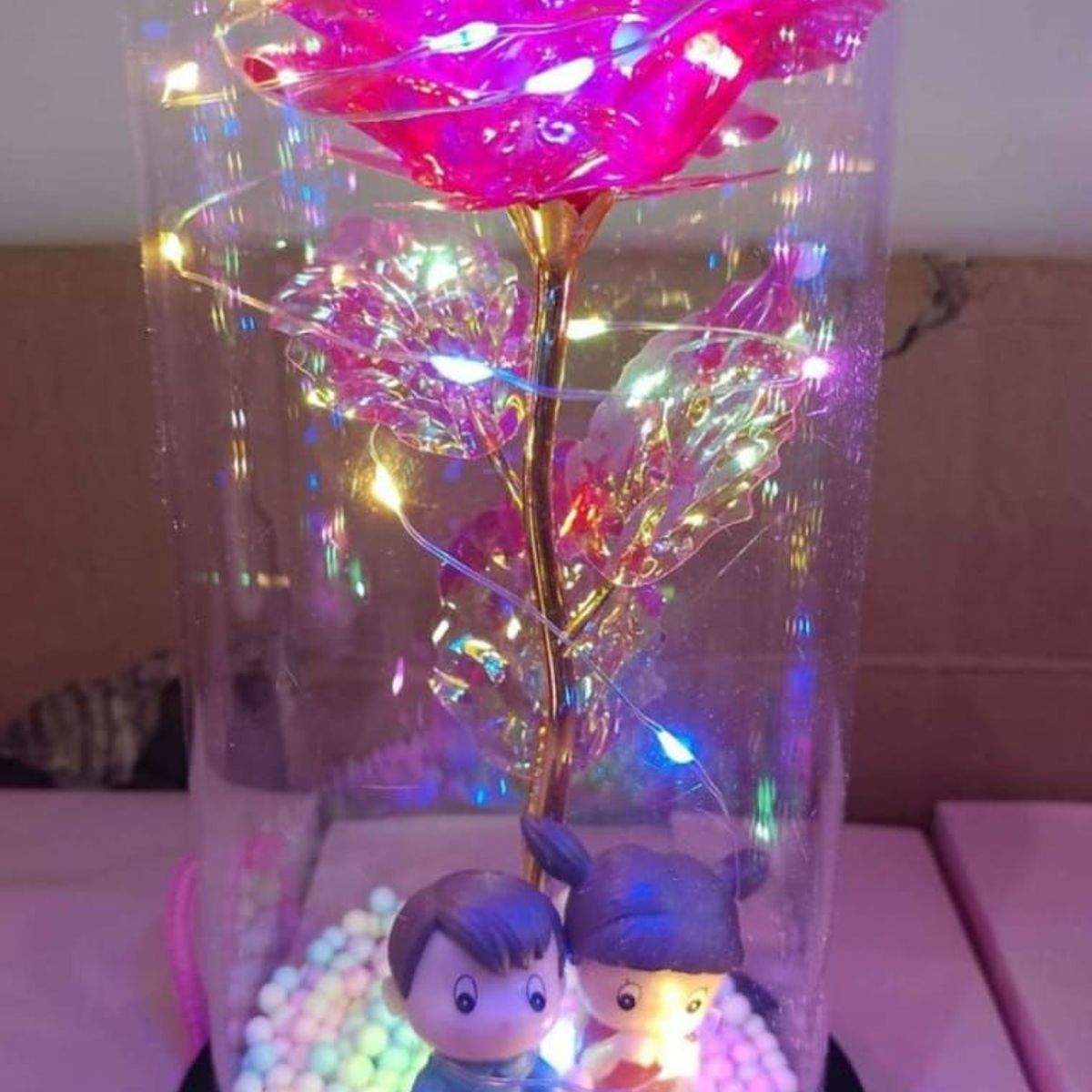 GENERICO - Rosa Eterna Luz Led Flor Eterna Artificial Cupula