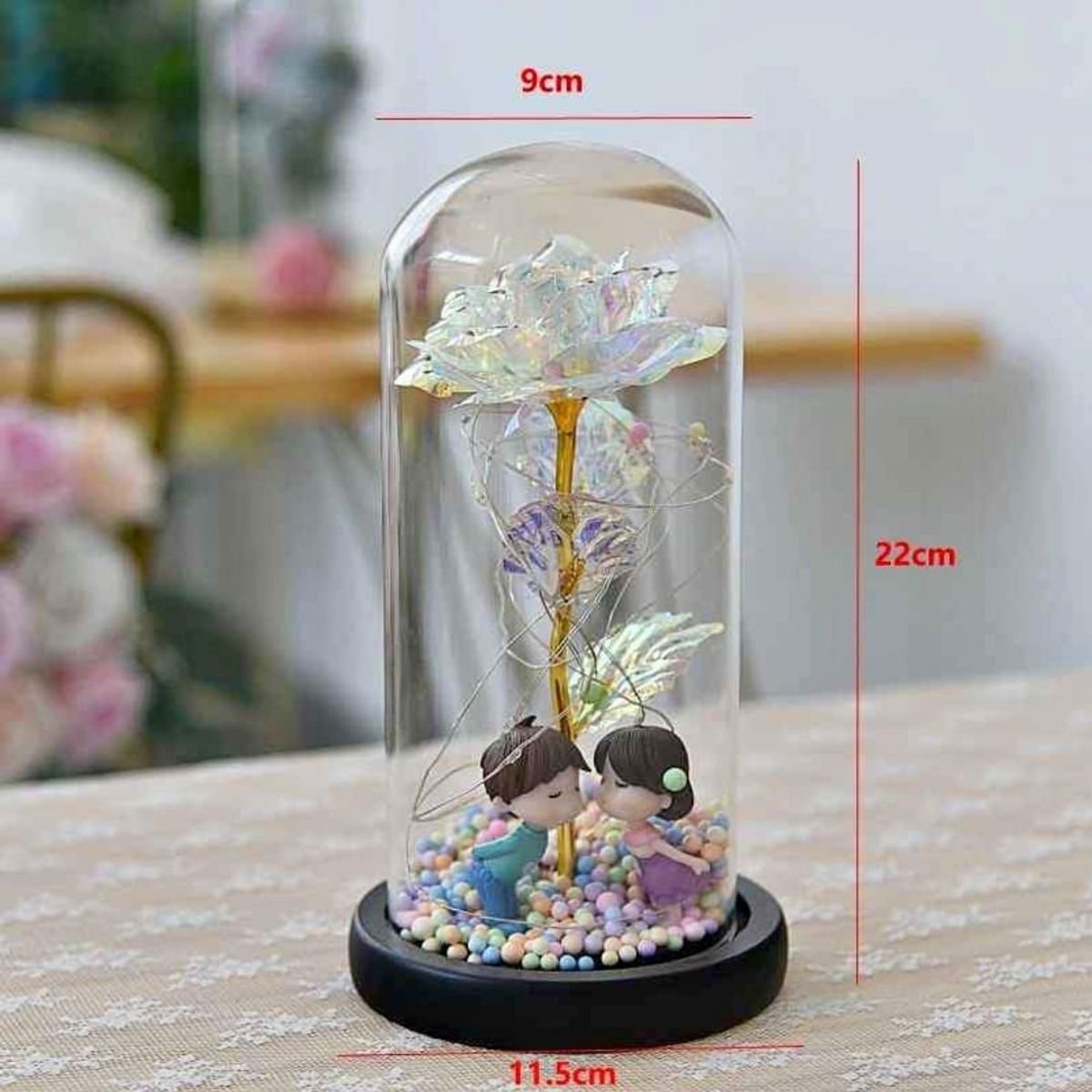 GENERICO - Rosa Eterna Luz Led Flor Eterna Artificial Cupula