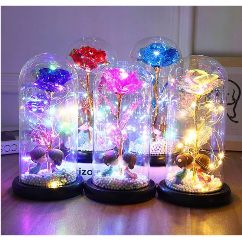 GENERICO - Rosa Eterna Luz Led Flor Eterna Artificial Cupula