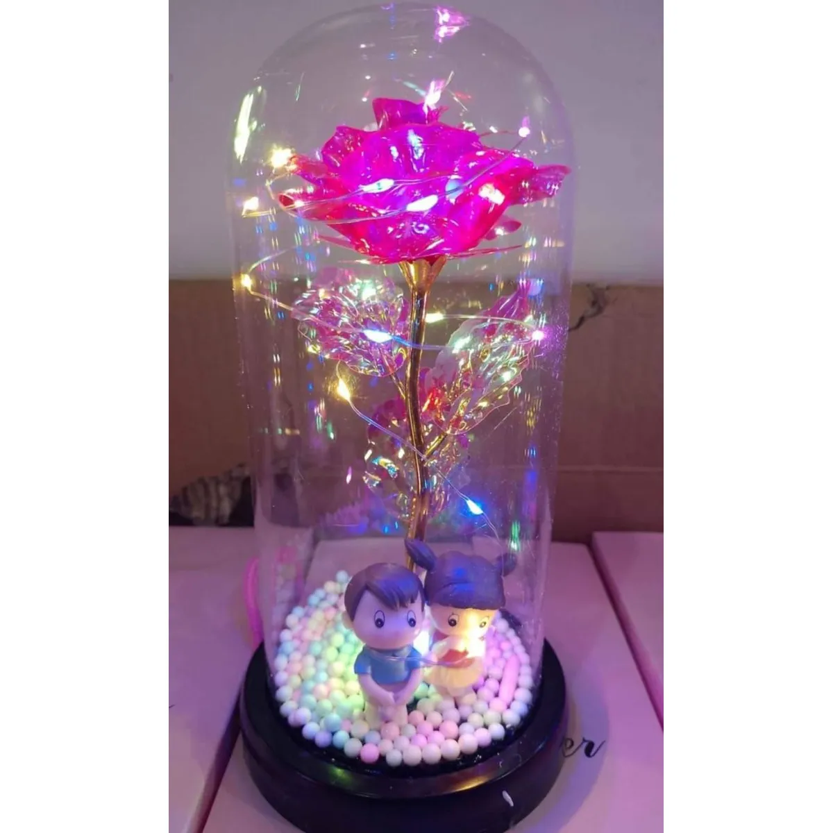 GENERICO - Rosa Eterna Luz Led Flor Eterna Artificial Cupula