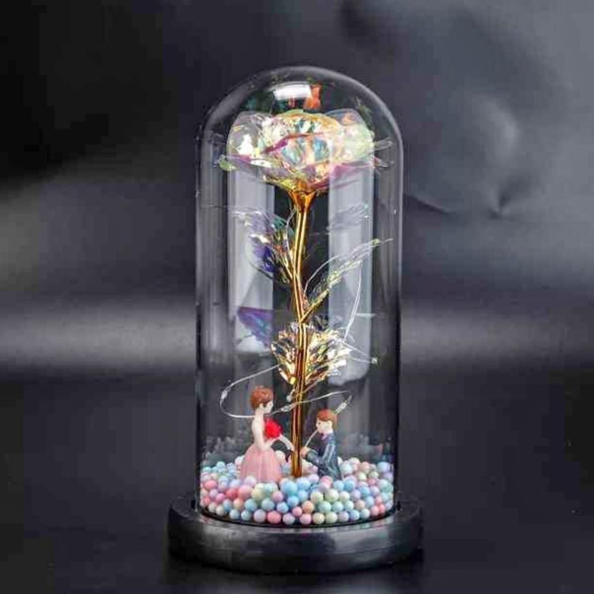 GENERICO - Rosa Eterna Luz Led Flor Eterna Artificial Cupula